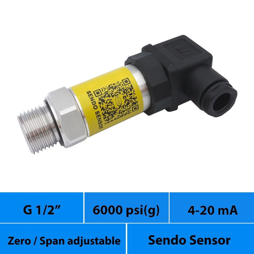 pressure transducer 4 to 20mA, high pressure 0 6000 psi gauge, 12 24 30 v supply, g 1 2 inch process connection, highly accurate