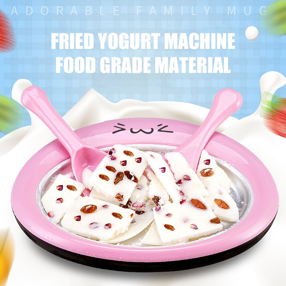 Cartoon Mini Fried Ice Cream Yogurt Making Machine Fruit Roll Maker Pan Summer Cool Ice Make Ice For Kids Pink