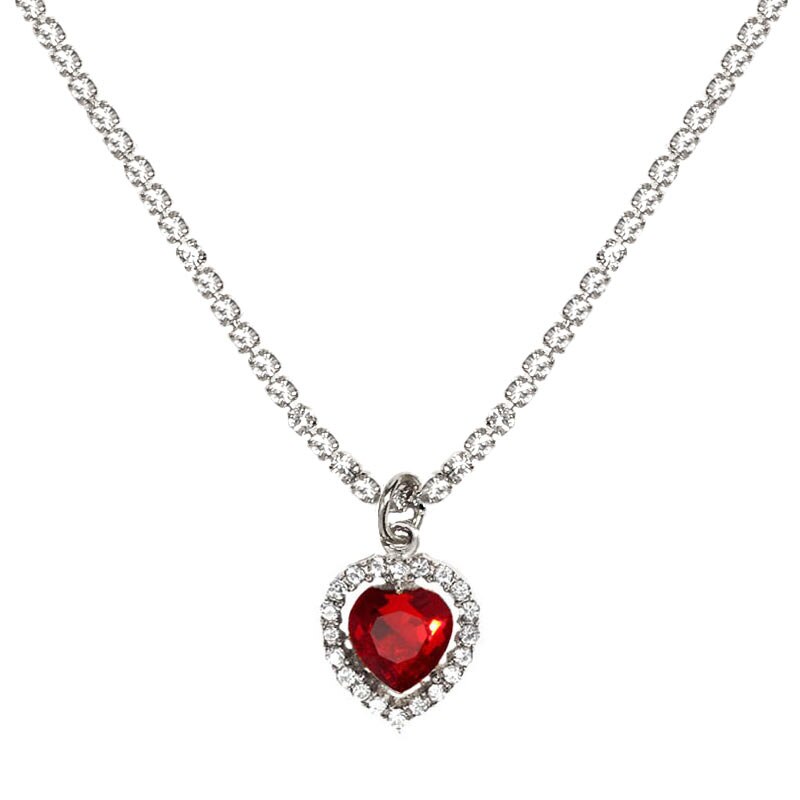 JJFOUCS Romantic Heart Crystal Pendant Necklace Gold Silver Color Necklace Women Bohemia Charm Jewelry: 028502RS