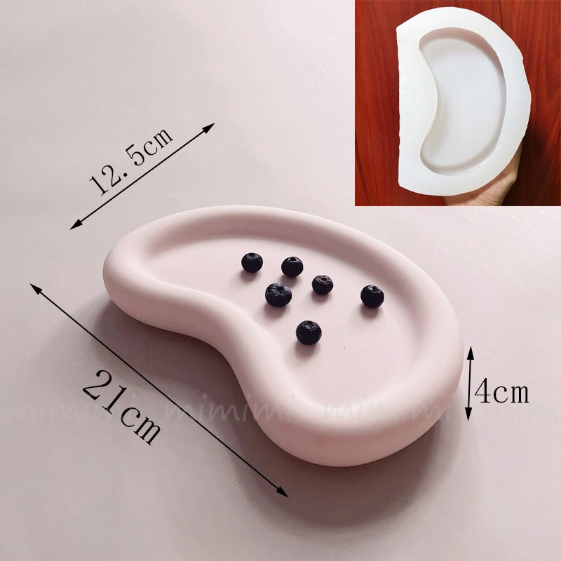 Terrazzo Tray Coagulated Silicone Mold Epoxy Resin Curling Irregular Mold Diy Home Decoration Dish Jesmonite Tray Mould: C- thick mold