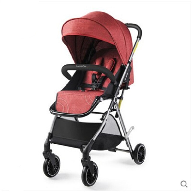 Baby stroller can sit reclining shock absorber child stroller light portable high landscape folding stroller: Red