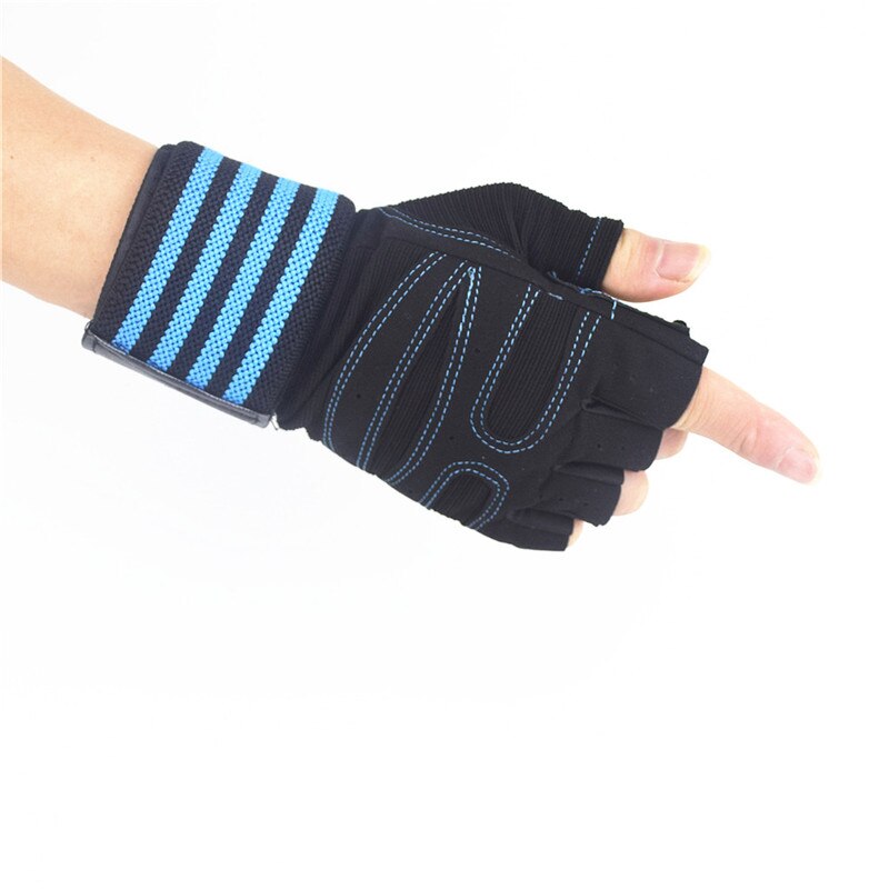 Weightlifting Gloves with Wrist Support for Heavy Exercise Body Building Gym Training Fitness Handschuhe Workout Crossfit Gloves: Blue gloves / M