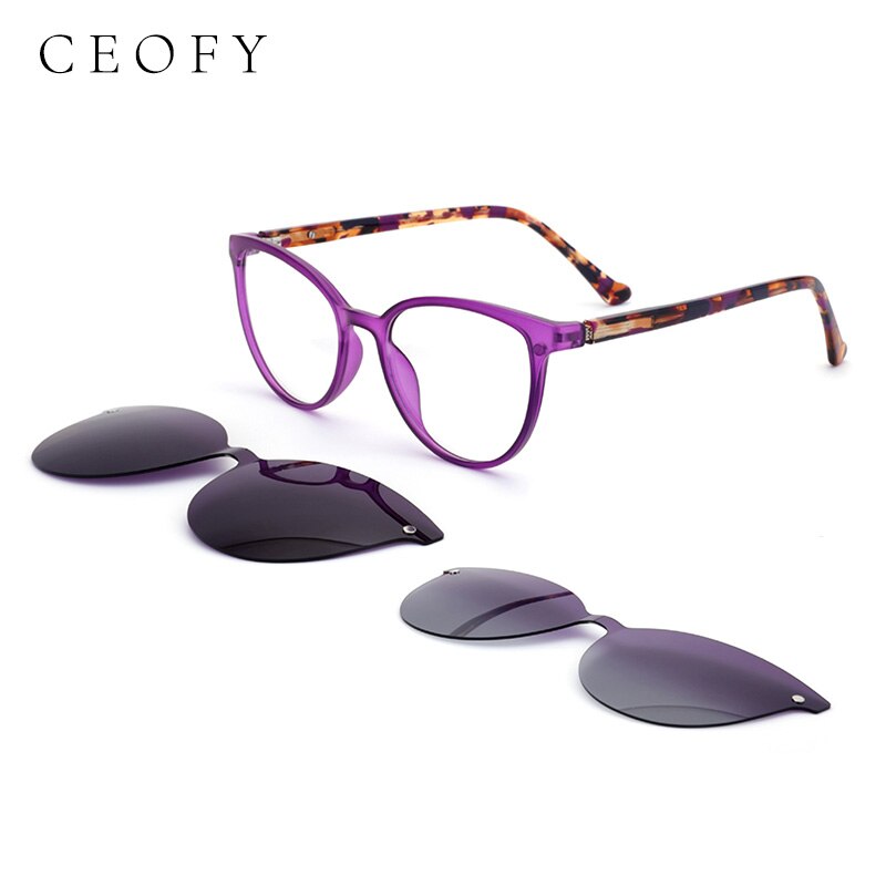 Ceofy Magnetische Gepolariseerde Clip Op Zonnebril Vrouwen Bril Kader Optische Bijziendheid Bril Recept Brillen 69940