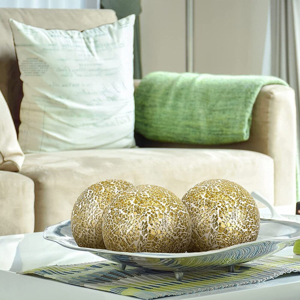 6Stck Mosaik Kugel Kugeln Dekorative Glas Dekorative Kugeln Tabellenmittel Kugeln Runde Glas Ball für Tisch Dekor Neue Stil