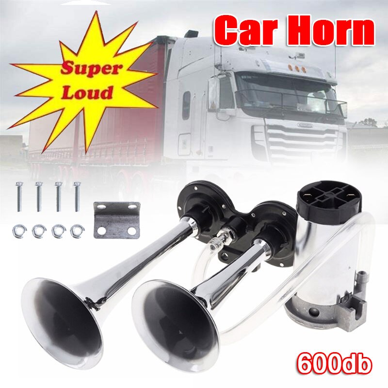 12V/24V 600db Horn Kit Car Speaker Dual Trumpet wi... Grandado