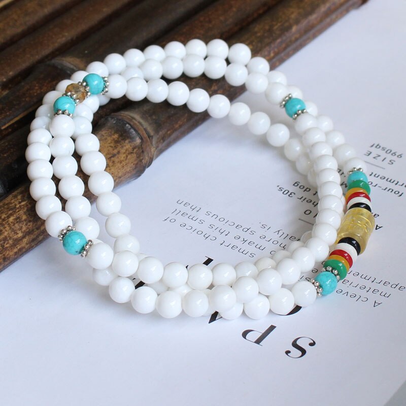 White shell material 108 beads necklace