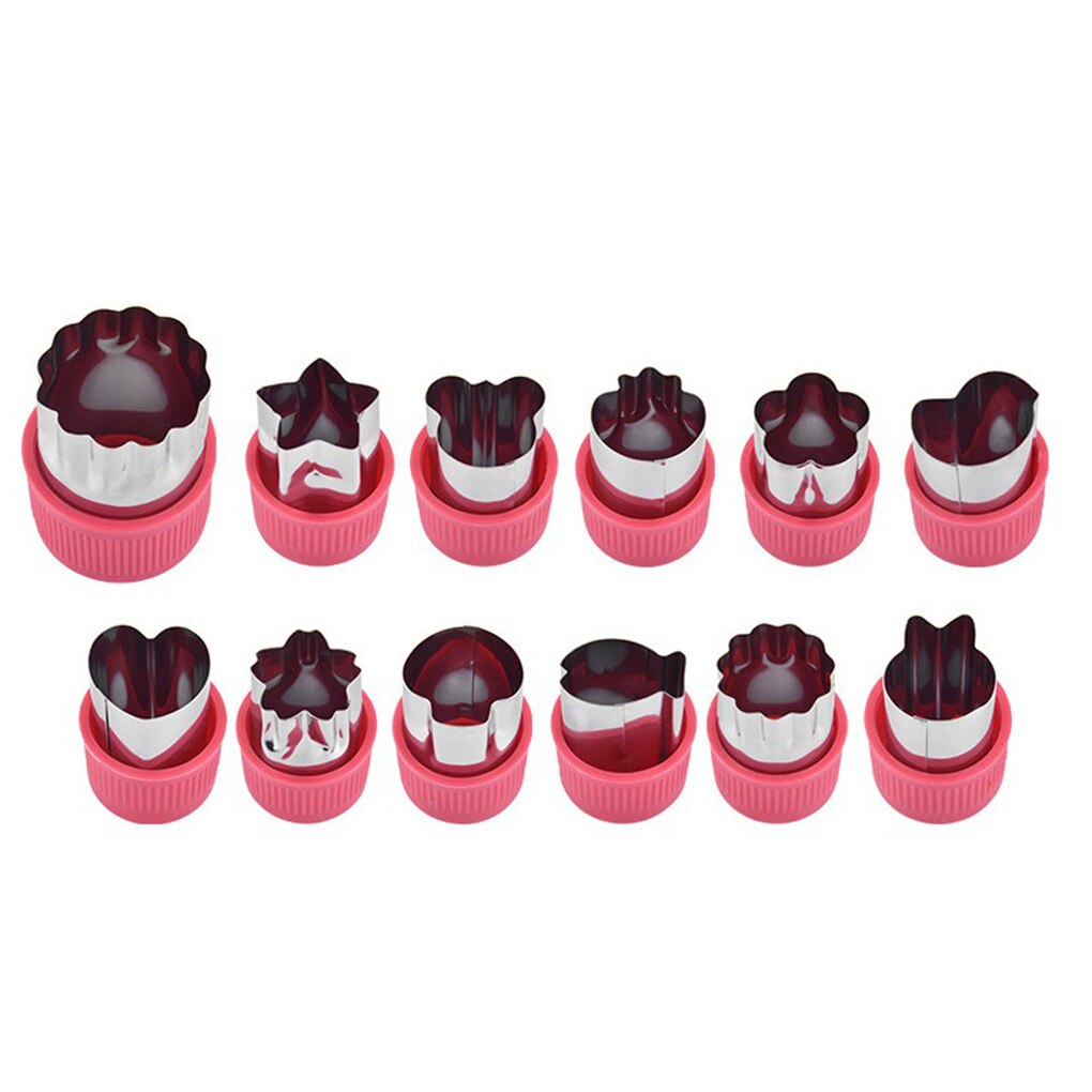 12pcs Stainless Steel Biscuite Mold Vegetable Shape sculpture Tools with Detachable Plastic Shell Green
