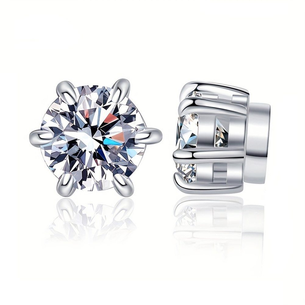 2pcs Moissanite earrings Magnetic Simple 2CT Moissanite earrings No need to pierce the ear Valentine's Day Mother's Day