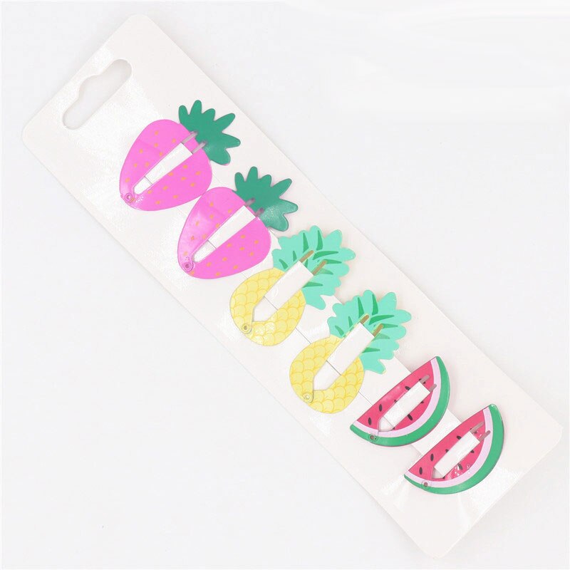 2-6 stks/set Leuke Cartoon Kinderen Haar Accessoires Hoofddeksels Ananas Fruit Dier Haarspelden Baby Snoep Kleur Regenboog Meisje Haar clips: 6