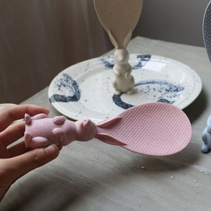 Kitchen Tools Cute Lovely Rabbit Shaped Standing Rabbits Rice Paddle Non Stick Spoon For Sales