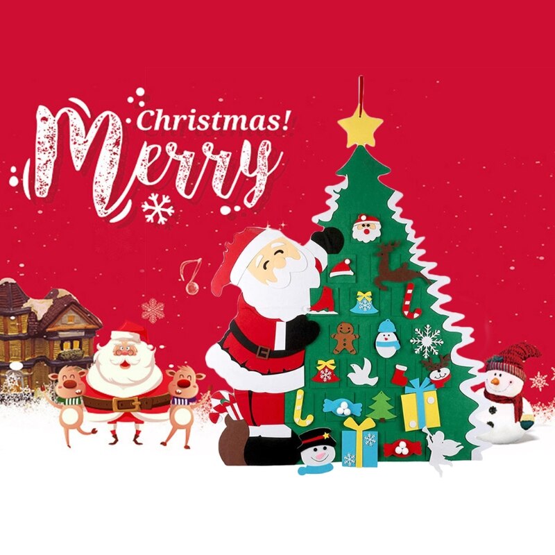 Kids Diy Vilt Kerstboom Decoratie Kerstman Sneeuwpop Ornamenten Jaar 875A
