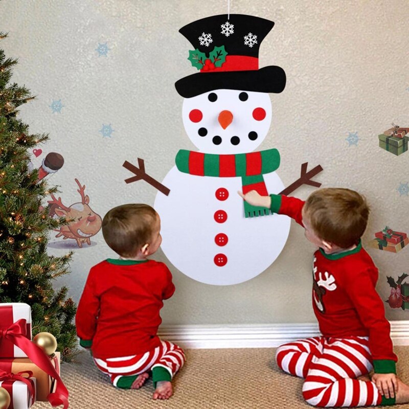 Kerst Diy Vilt Snowman Nieuwjaar Kinderen Speelgoed Met Ornamenten Deur Muur Opknoping Kit Kerst Decoraties Voor Huis