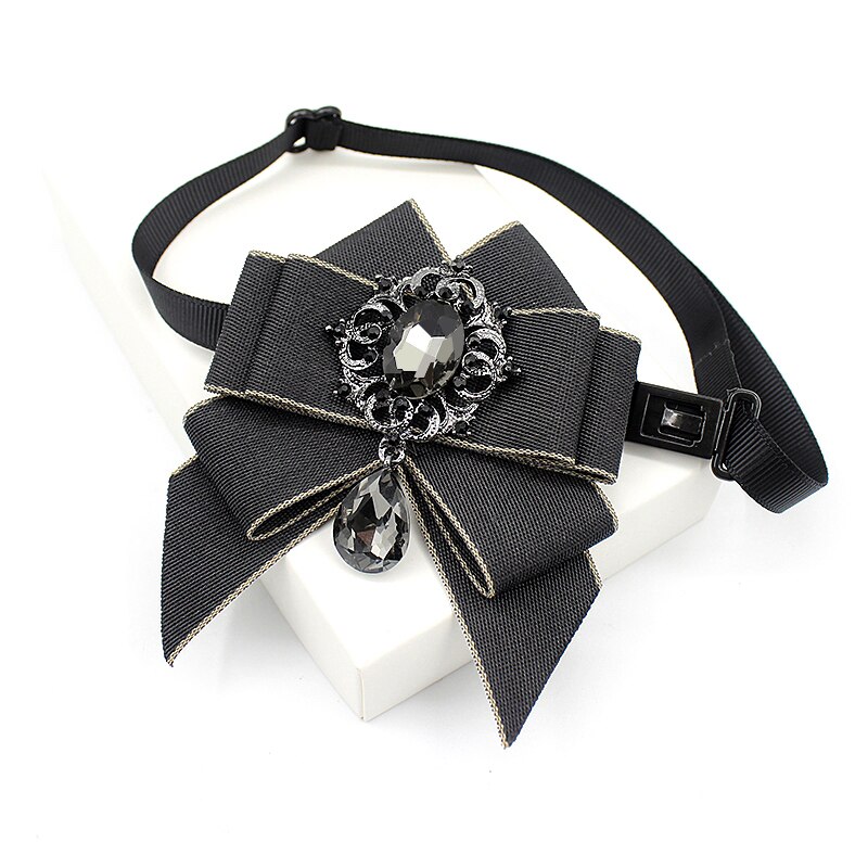 Klassieke Strikjes Stropdas Lint Strass Corsage Bowtie Das Voor Mannen Kids Formele Kleding Accessoires: Black