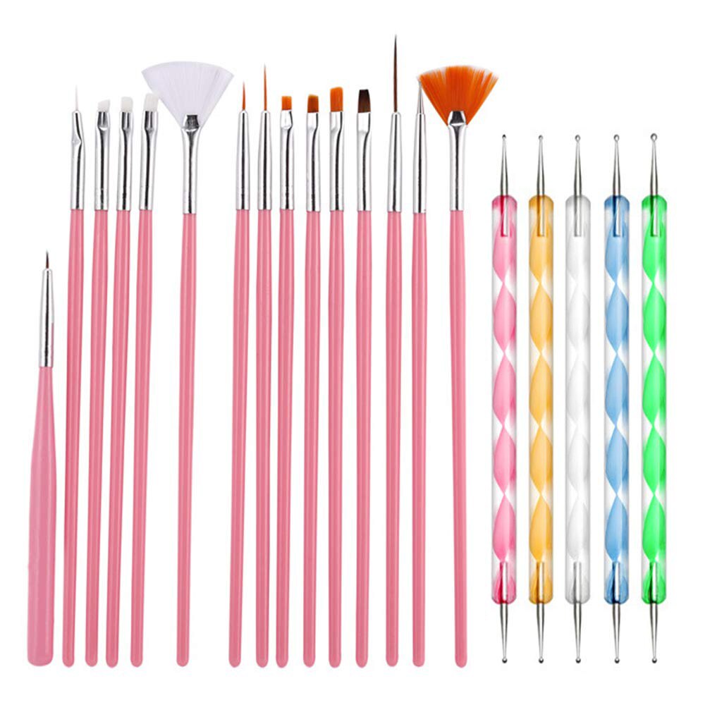 Nail art kwastenset, acryl, uv-gellak, stippen, schilderen, tekenen voor manicure, nagels, kwastenset, gereedschap: Roze