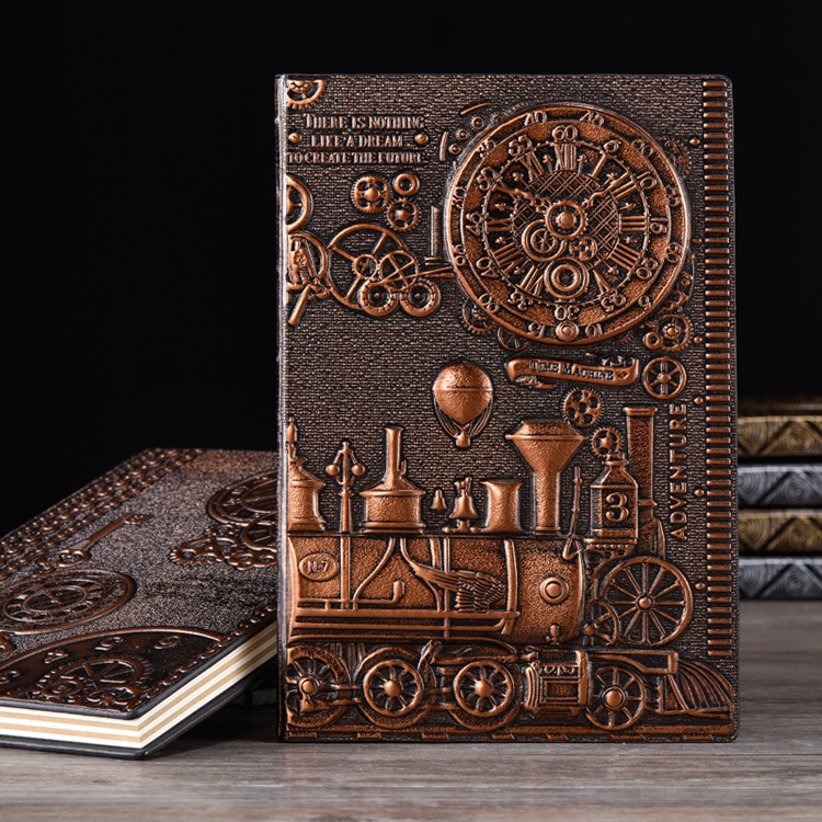 Cool time machine tema vintage hardcover dagbog notesbog  a5 linjeret journal craved style bog: -en