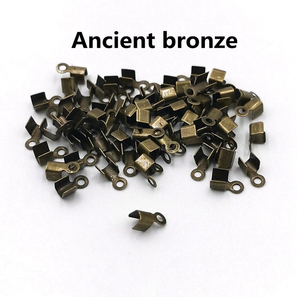 200 Stks/partij 6 9Mm Cove Sluitingen Cord End Caps String Lint Lederen Clip Tip Vouw Crimps Connectors Voor Sieraden maken: Antique Bronze / 3x6mm 200pcs