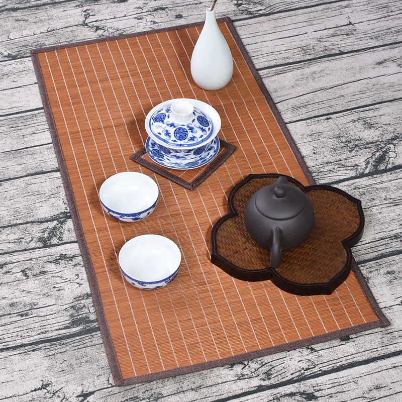 Naturlig bambu bordslöpare bordsunderlägg enfärgade teunderlägg bordsunderlägg värmedyna hem tehus café restaurang dekoration