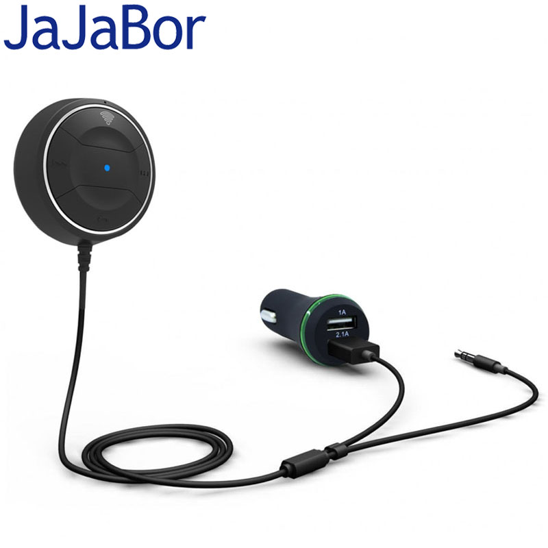 JaJaBor Bluetooth Carkit Handsfree Bellen AUX 3.5 MM Music Audio Player Dual USB Auto-oplader Ondersteuning NFC Pairing Functie