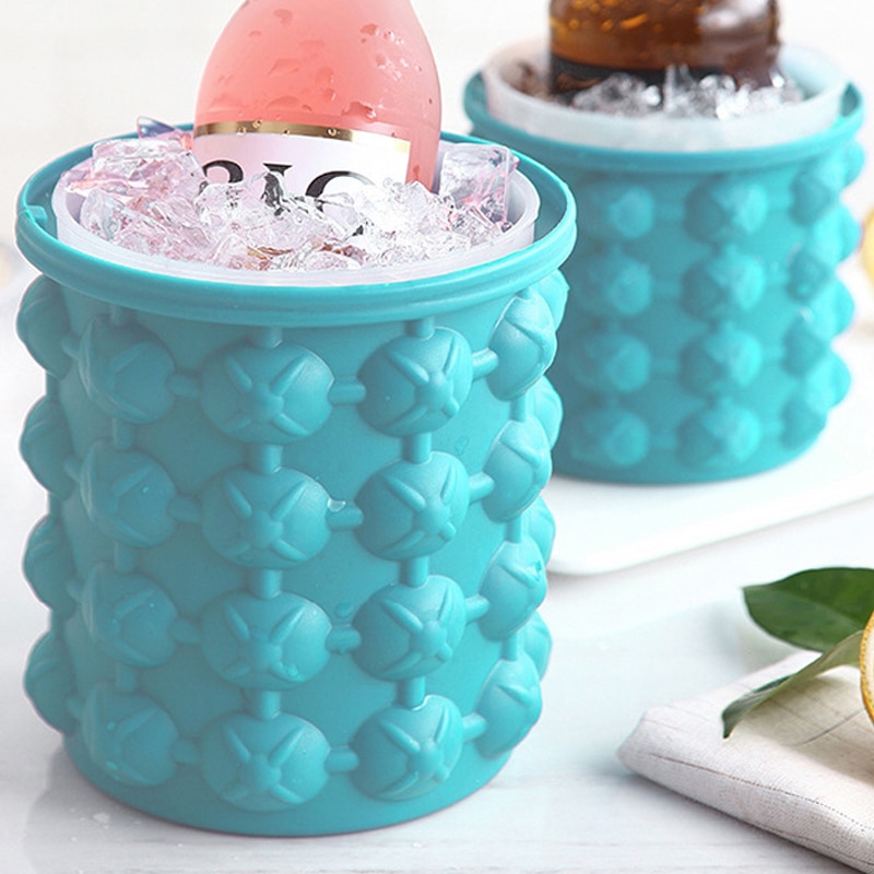 Silicone Ice Cube Maker Bucket Safe Durable Champange Beer Wine Cooling Storage Drink Whiskey Freeze Seaside Tool Kitchen