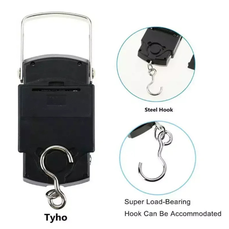 50kg/10g Draagbare LCD Elektronische Handweegschaal Reizen Hangende Schaal met 100cm Lange Intrekbare Meetlint