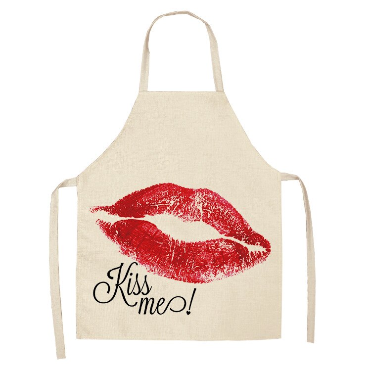 1Stck verrotten Lippen knapp Küche Schürzen Für Frauen Baumwolle Leinen Lätzchen Haushalt Reinigung Schürze Hause Kochen Schürze 53*65cm WQL0114: 2WQ-WQL0114-9