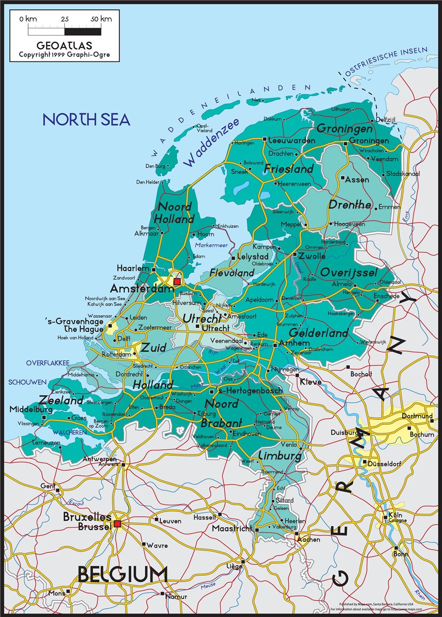 Niederlande Politische Zauberstab Karte Leinwand Drucken Poster Cafe Bar Kneipe Heimat Dekoration Zauberstab Kunst Aufkleber Einzigartige Malerei