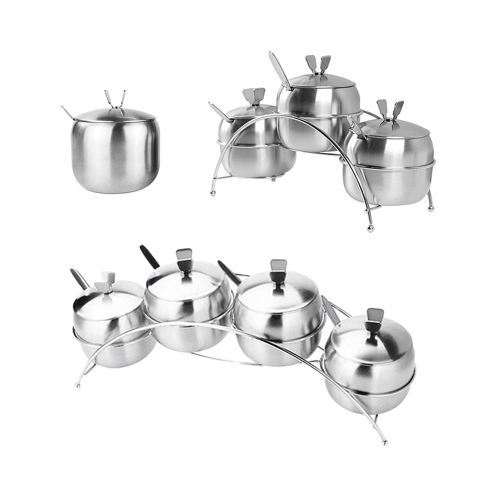 Condiment Serving Bowls Home Kitchen Catering Hosting Serving Dish Set with Lids and Spoons Stainless Steel