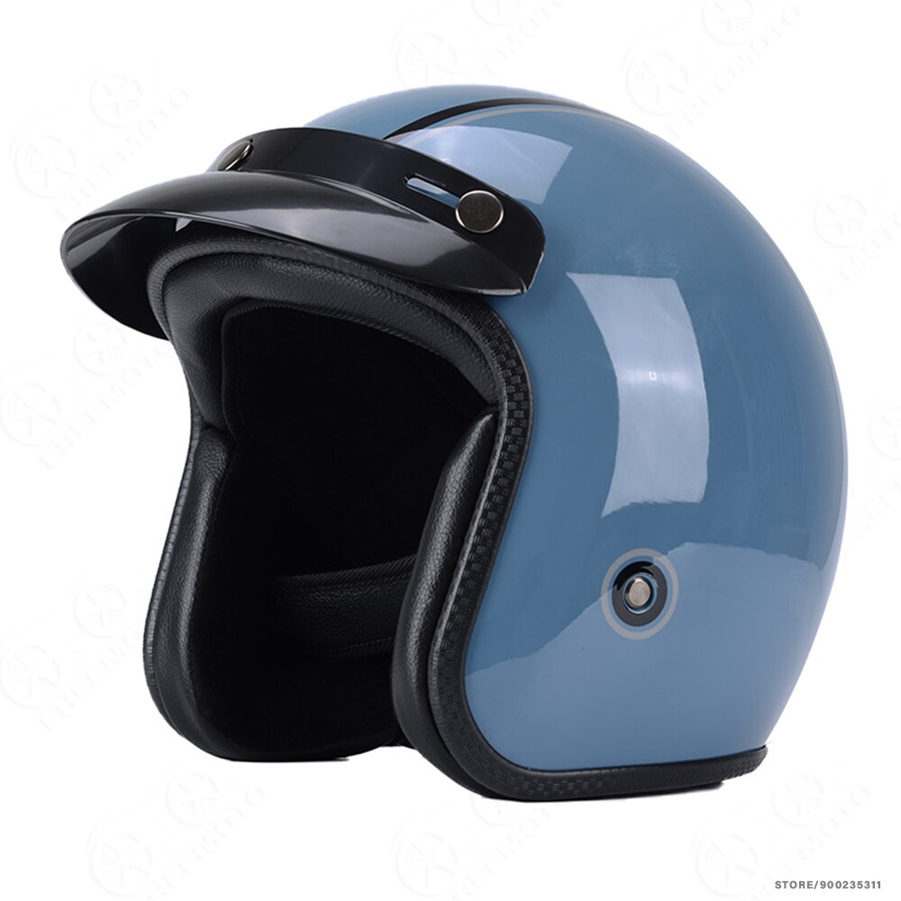 Motorcycle Helmet Retro Half Helmet Summer Four Seasons Men and Women Scooter Biker Motorbike Riding Helmet DOT Certification: Sky blue / M