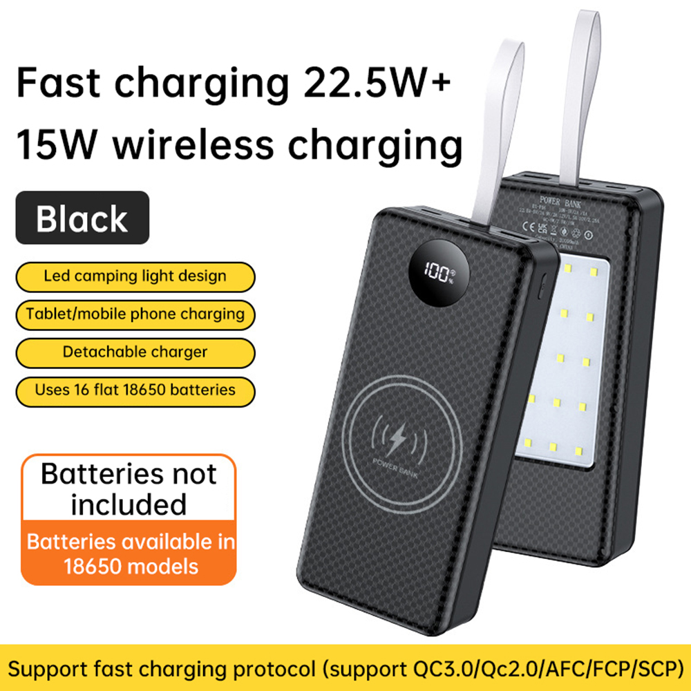 16 Cells 18650 Power Bank Case DIY Kits 22.5W Fast Charging Lithium Battery Charging Case DIY Lithium Battery power Bank Box: Khaki