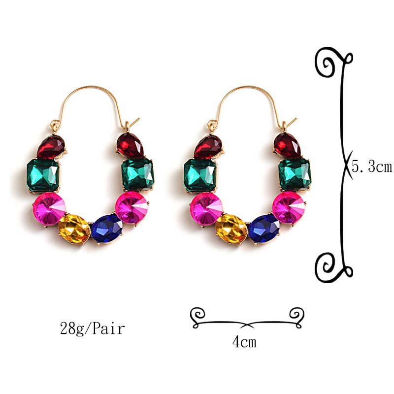 arrivel Colorful Rhinestones Metal Long Earring High Crystals Earrings Jewelry Accessories For Women