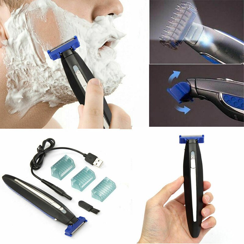 Men's Shaver Micro Rechargeable Beard Mustache Trimmer Razor Shaver Edges Head With 3PCS Combs