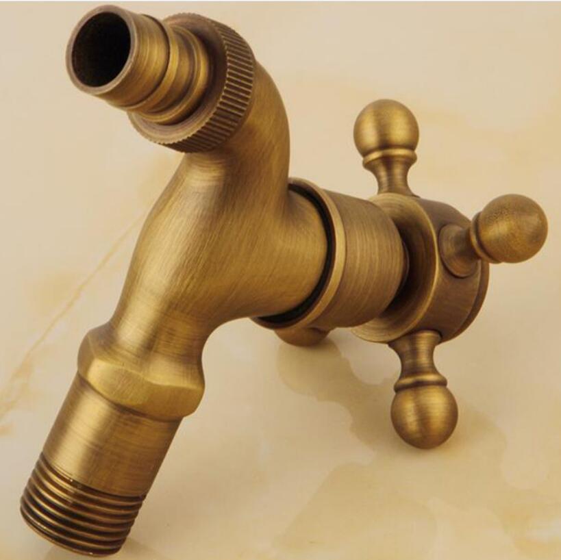 Luxury Decorative outdoor Bibcock Garden faucet tap Antique Brass Finish Bathroom Wall Mount Washing Machine Water Faucet Taps: SMT149-SL