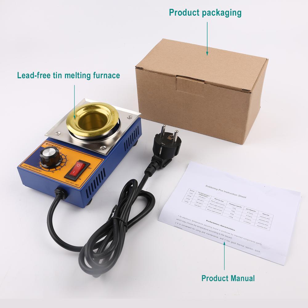 300W Solder Pot Tin Melting Furnace Thermoregulation Soldering Desoldering Bath 200~480℃ Free Heating Element And Cleaning Tools