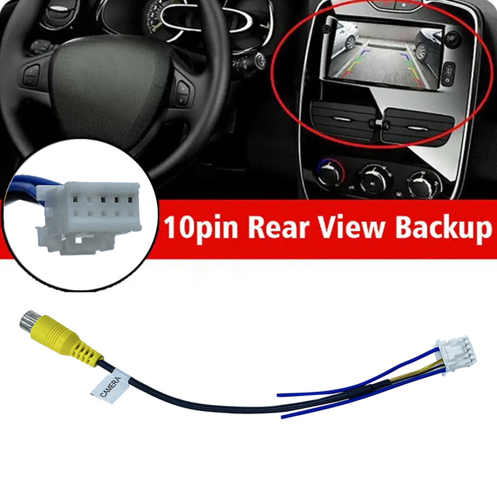Cable de vídeo RCA de 10 pines para conectar cámara de marcha atrás con reproductor Multimedia de coche para cámara de visión trasera de coche Cable Universal