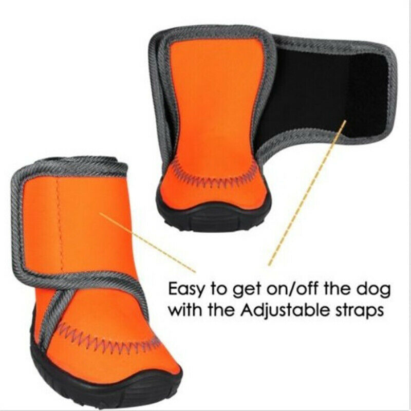 Chaussons de neige pour chiens de compagnie | Chaussures d'hiver, chaudes, imperméables, antidérapantes, chaussures de protection, bottines de pluie en caoutchouc orange, produits d'animaux pour petits chiens