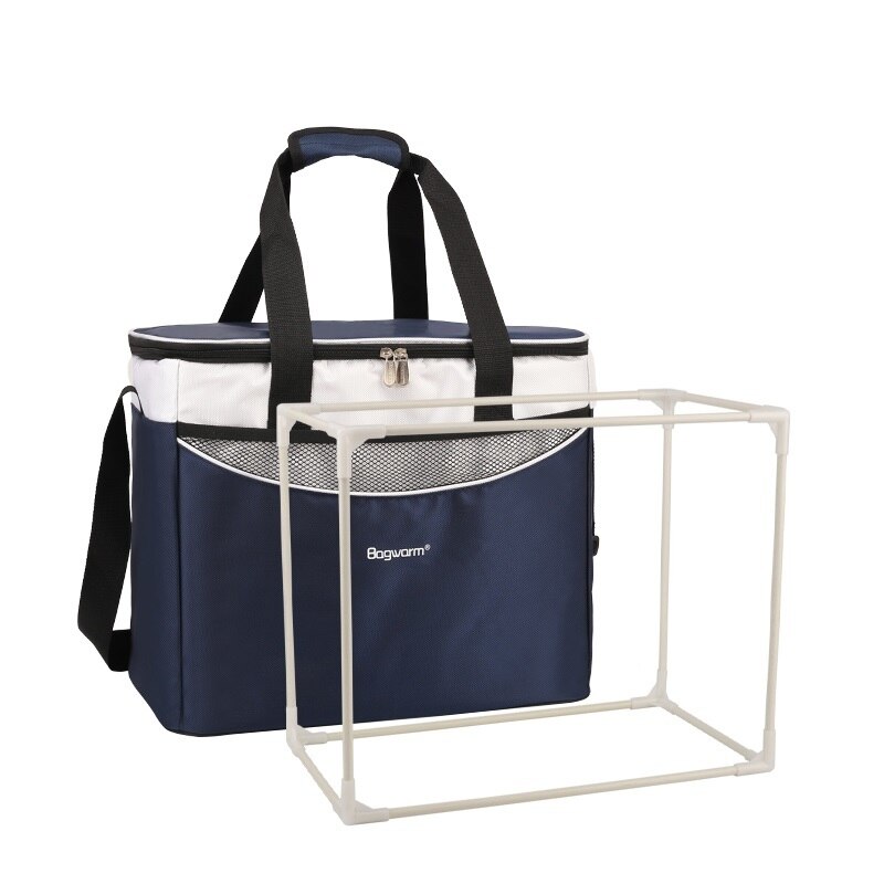 36L Koeltas Auto Ice Pack Picknick Grote Koeler Tassen 3 Kleuren Isolatie Pakket Thermo Thermabag Koelkast: Navy with Bracket