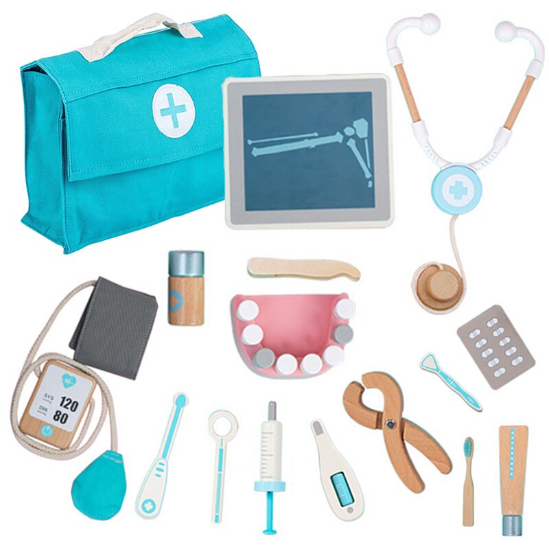 Kinderen Houten Doctor Case Rollenspel Pretend Speelgoed Set Stethoscoop Otoscoop En Tandheelkundige Spiegel Doctor Rollenspel