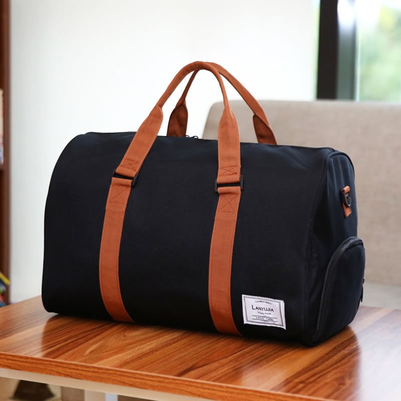 Stor kapacitet kvinder bagage rejse duffle bag 35l/25l weekend taske multifunktionel herre & #39 ;s rejse skuldertaske: Sort