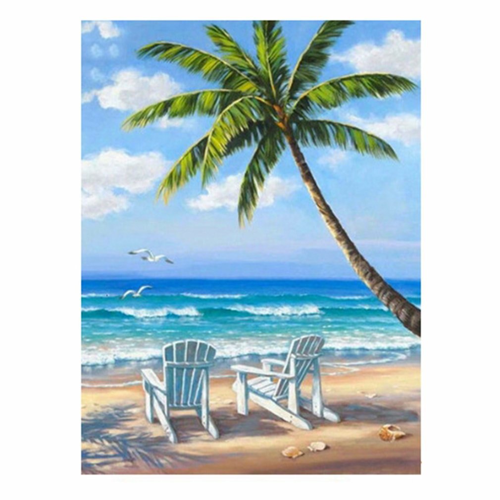 Seaside scenery Full diamond painting kit DIY diamond digital rhinestone painting kit for adults and children