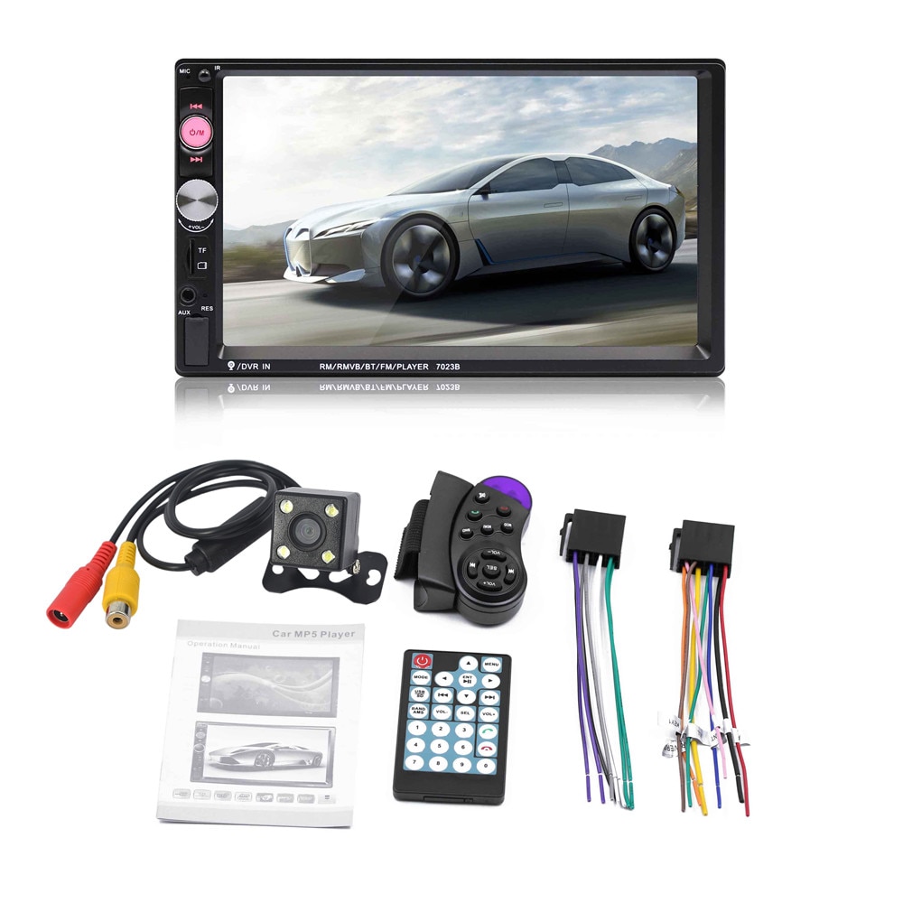 Hotsale 2din Auto Multimedia Mp5 Autoradio Bluetooth Handsfree Car Kit 7 "HD Touch Sreen Stereo Autoradio Video Speler met Cam