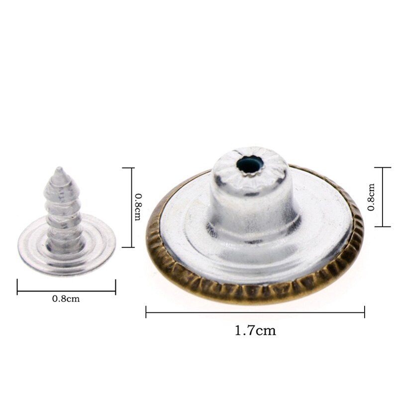 50 conjuntos/Paquete de botones vaqueros mezclados de 17mm botones de tachuelas disfraz de Metal botón vaquero accesorios de costura de repuesto