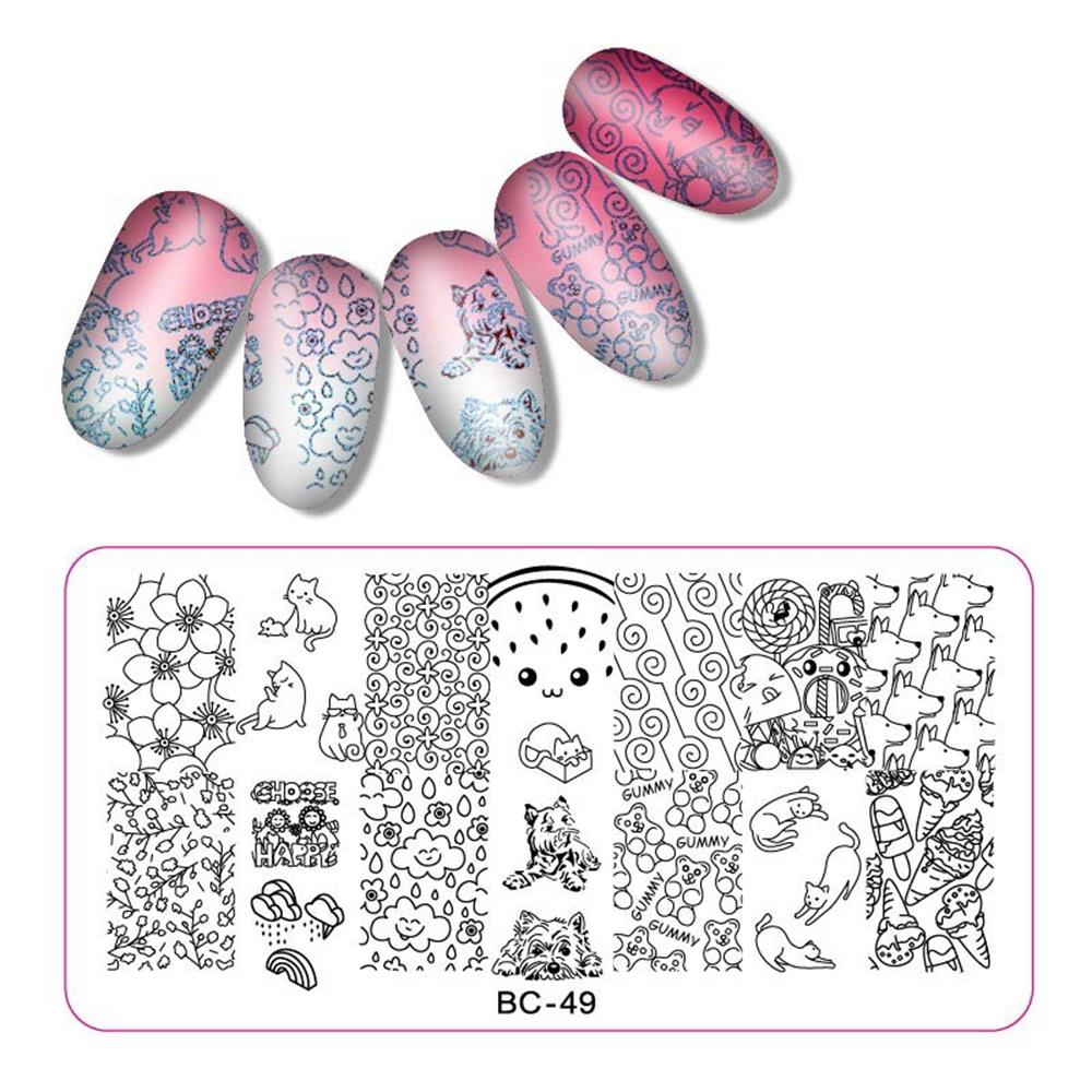 Fuld skønhed halloween kranium ben ugle edderkop jul negle stempling plade manicure billede skabelon festival negle stencil 12*6cm: Bc49