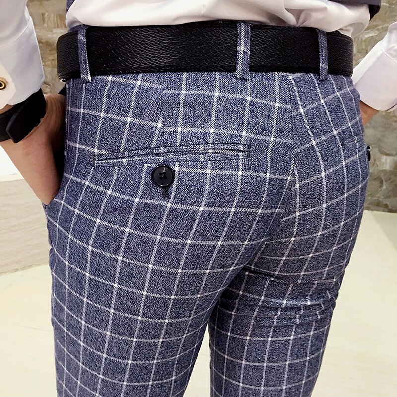 Heren geruite broek slim office casual broek casual broek pak broek heren 28-36