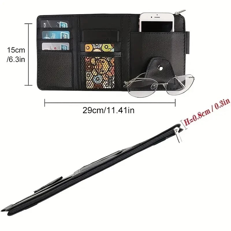 Organizador de viseira de sol para carro, suporte para celular, acessórios interiores de carro, bolso, armazenamento de cartão, suporte de montagem