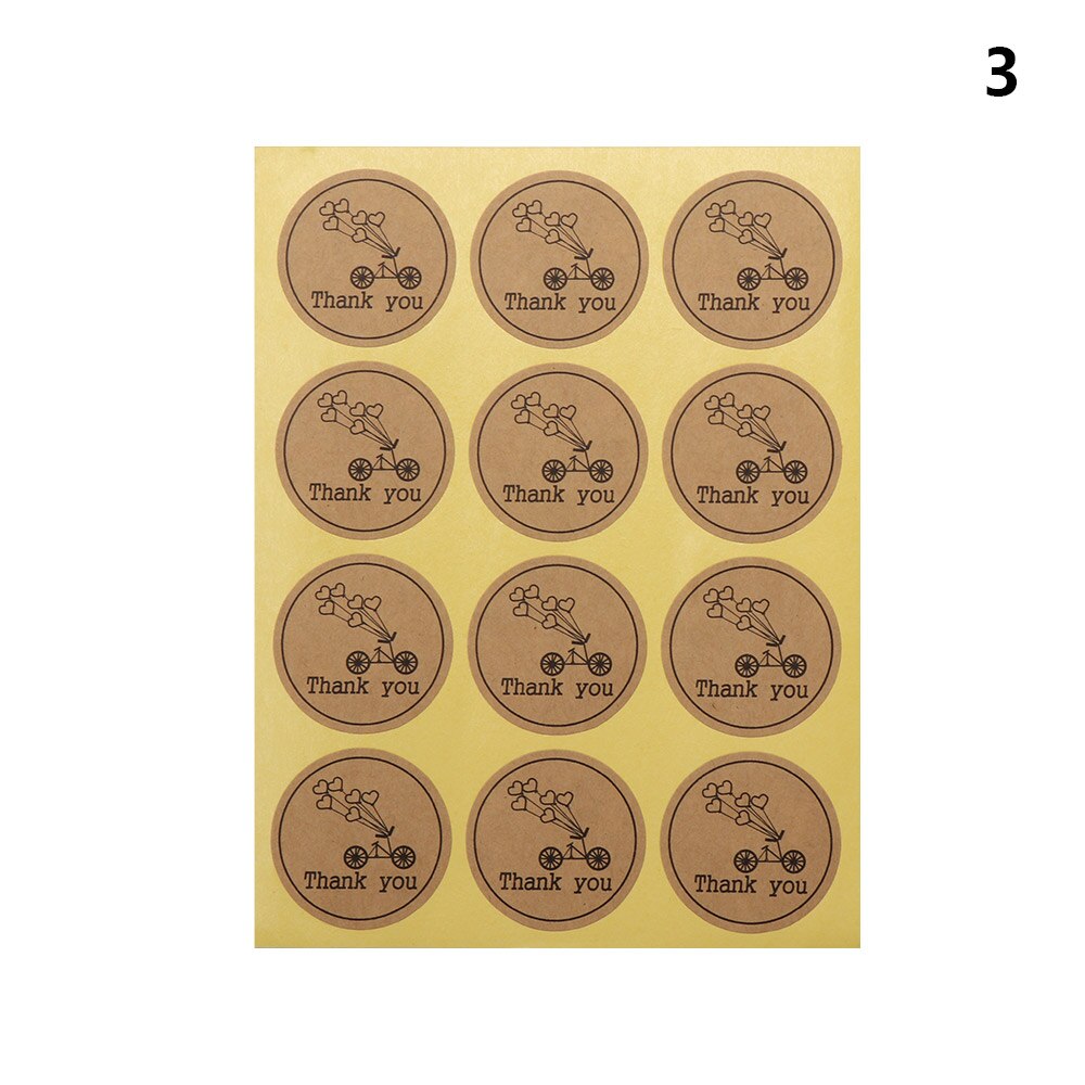120Pcs Kraft Stickers Dank U Pakket Label Afdichting Tag Handgemaakte Doos Kaarten Papier Bruiloft/Feest/Verjaardag Supplies: 3