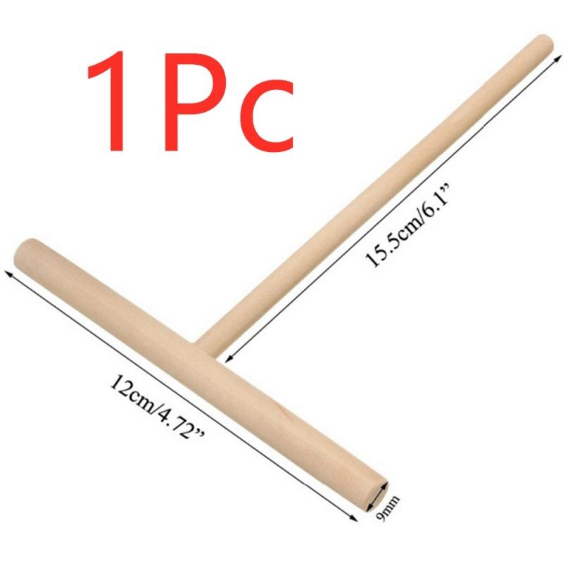 Palo de extensión de madera para cocina, herramienta para tortitas, rastrillo, restaurante, cantina, huevo en forma de T, rascador, 5 uds.: 1Pc Wood color