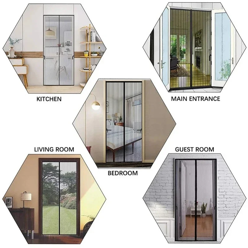 Klamboe Gordijnmagneten Deurgaas Insect Sandfly Netting met magneten op de deur Mesh Screen Automatisch sluitende deurscherm