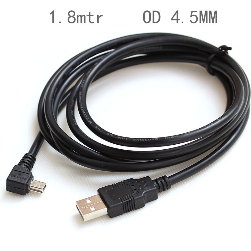1.8M angled mini USB 5pin male to USB2.0 male data charging cable for GPS digital camera MP3 mp4