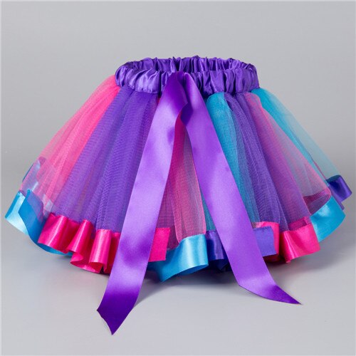 Girls Kids Tutu Skirt Petticoat Rainbow Pettiskirt Bowknot Skirt 2-6years Tutu Skirts Dancewear princess Girl clothes 20#