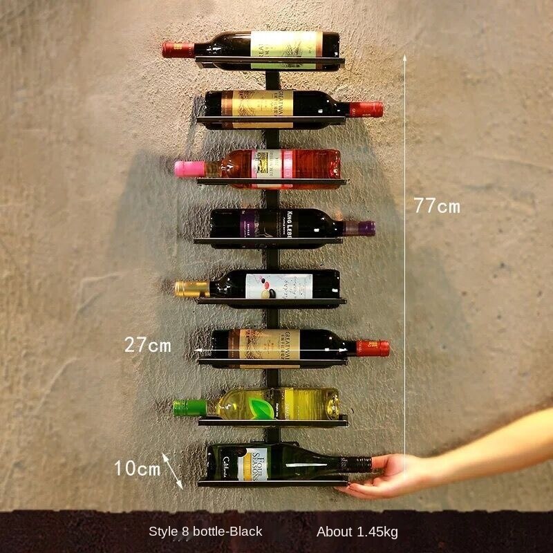 American Iron Bar Wall Minimalist Decor Hanging Wine Cabinet Bar Wall-mounted WineStand Glassholder Floating Shelf